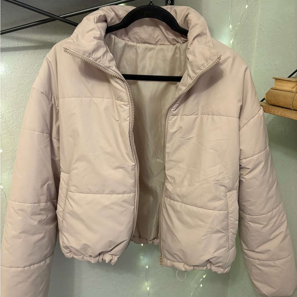 Women's Beige Puffer Jacket
